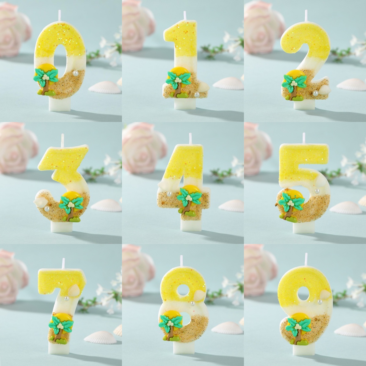 Paraffin Wax - New Number Cake Candle Coconut Tree