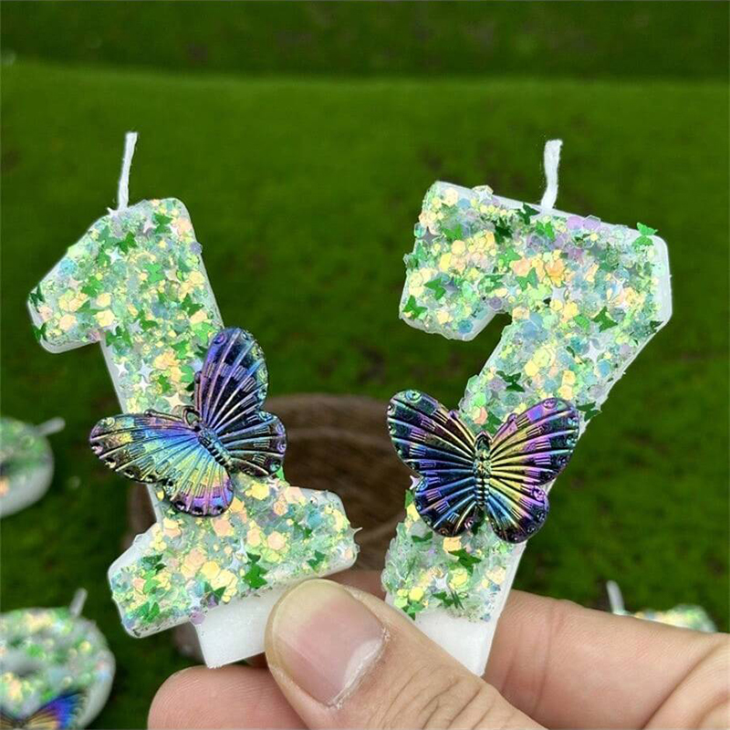 Paraffin Wax - 1Pc Green Sequins Number 0-9 Butterfly
