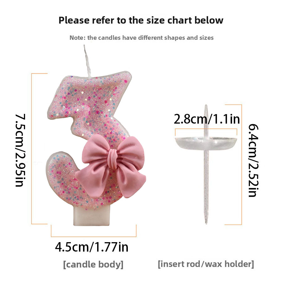 1pc Cute Bow Pink Large 0-9 Nu - Paraffin Wax ulasan dan harga