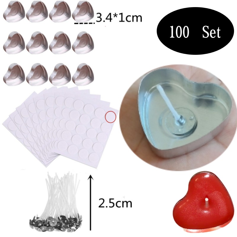 100 Sets Heart shaped Empty Al - Candle Containers ulasan dan harga