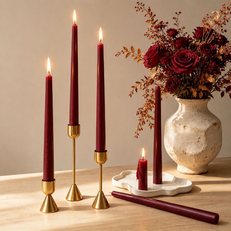 Burgundy Taper Candles, Long S - Soy Wax ulasan dan harga