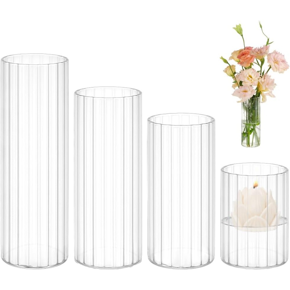 4 Size Glass Cylinder Vases 3. - Candle Containers ulasan dan harga