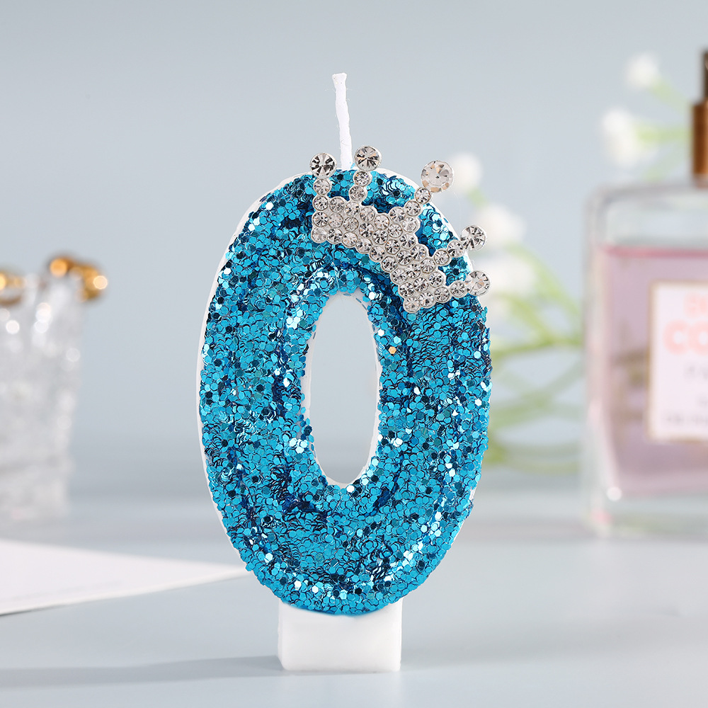 Blue Crown Number Birthday Can - Silk Candle ulasan dan harga